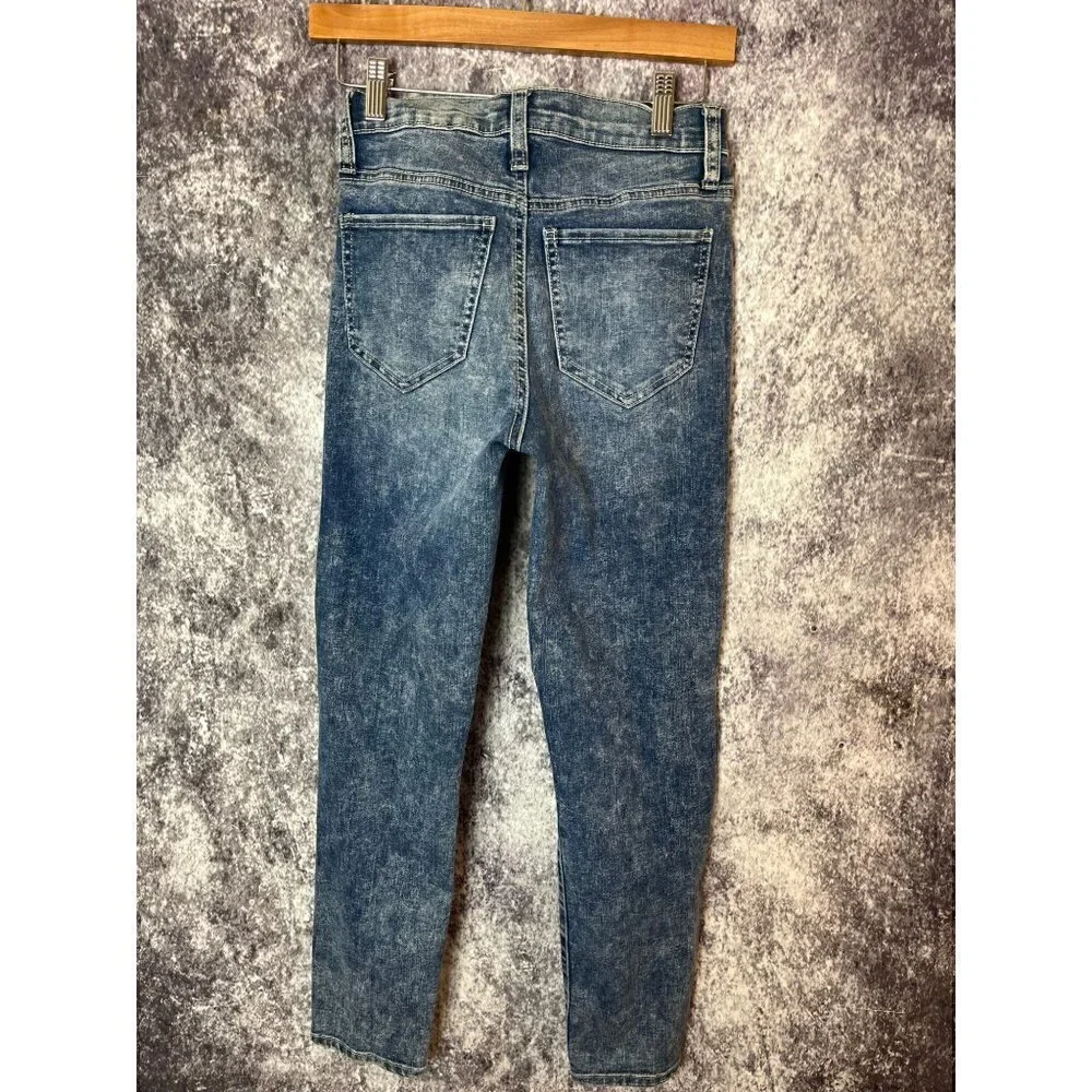 So High Rise Mom Jean Blue Denim Ultra Deconstructed Straight Tapered Jeans 0/24